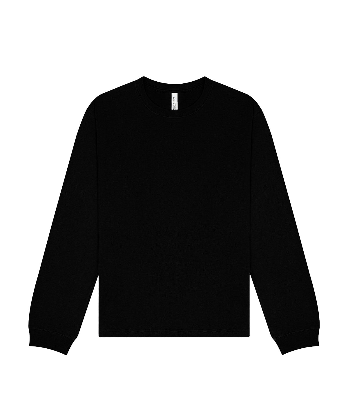 Tryck din logga på T-shirts från Bella Canvas - Anpassa Unisex Heavy Long Sleeve Tee i färgen Svart för företag, föreningar och privatpersoner