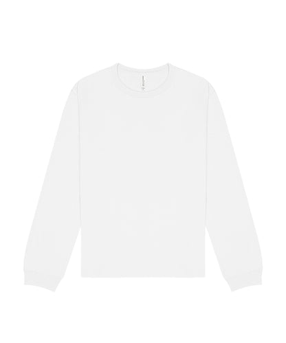 Tryck din logga på T-shirts från Bella Canvas - Anpassa Unisex Heavy Long Sleeve Tee i färgen Vit för företag, föreningar och privatpersoner