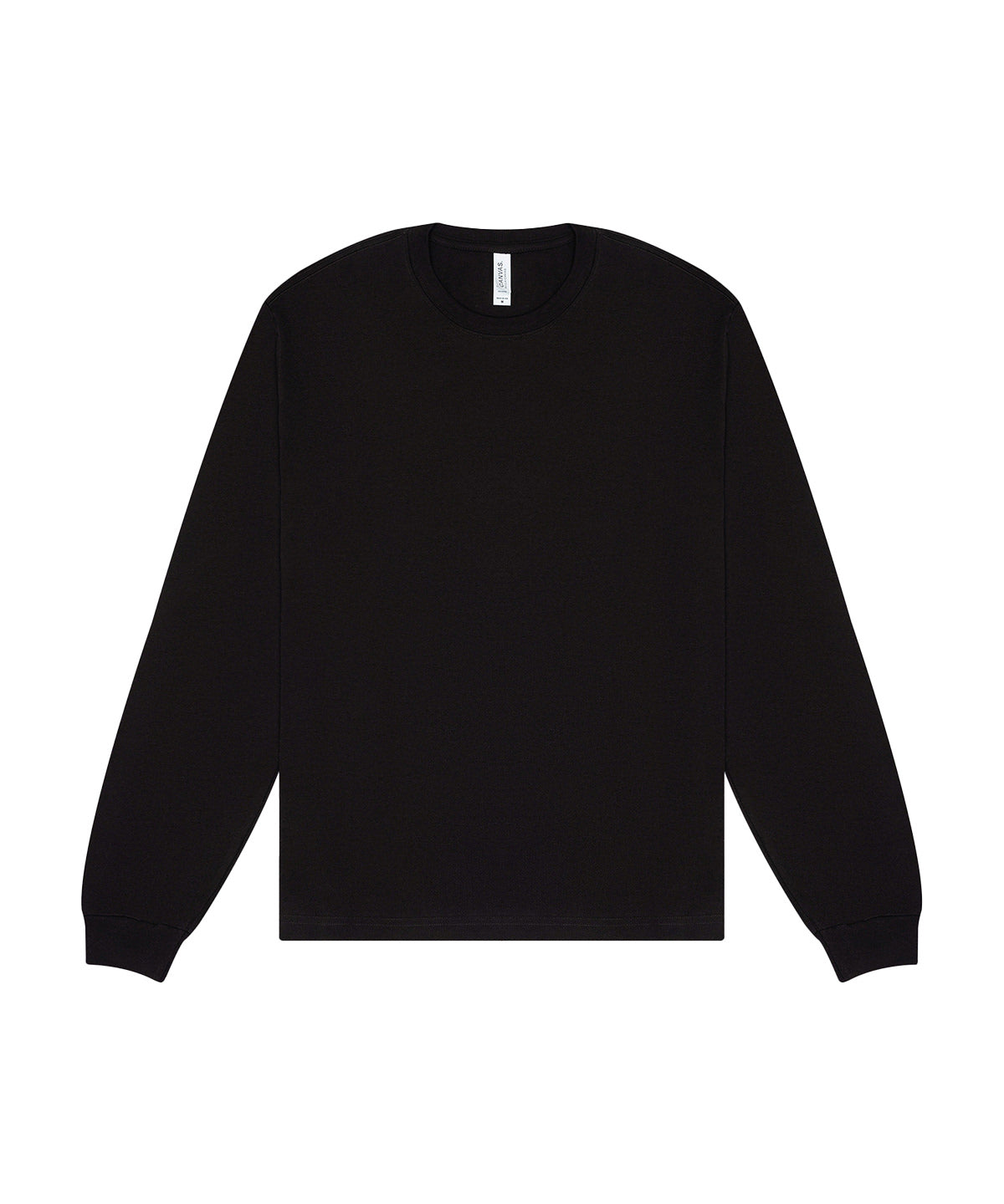 Tryck din logga på T-shirts från Bella Canvas - Anpassa Unisex Heavy Boxy Long Sleeve Tee i färgen Svart för företag, föreningar och privatpersoner