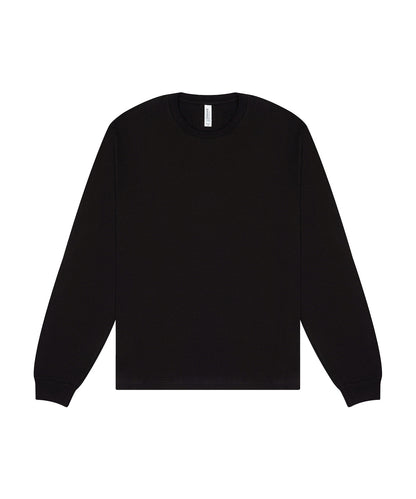 Tryck din logga på T-shirts från Bella Canvas - Anpassa Unisex Heavy Boxy Long Sleeve Tee i färgen Svart för företag, föreningar och privatpersoner