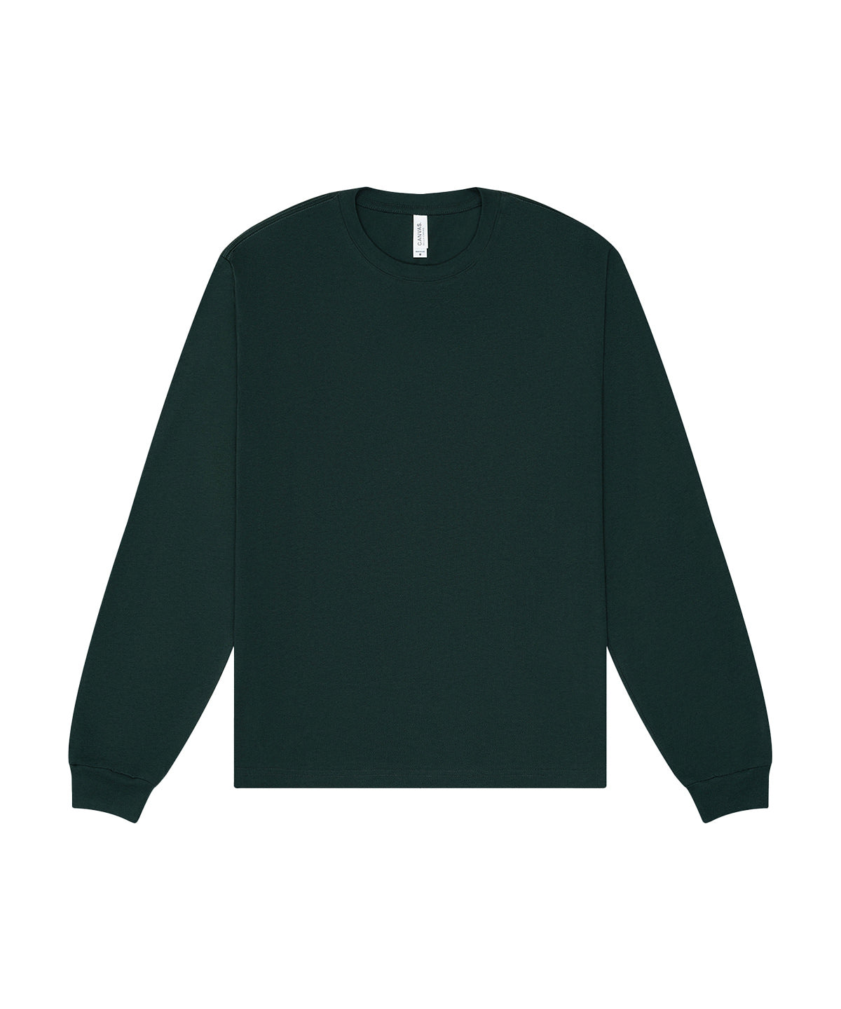 Tryck din logga på T-shirts från Bella Canvas - Anpassa Unisex Heavy Boxy Long Sleeve Tee i färgen Mörkgrön för företag, föreningar och privatpersoner