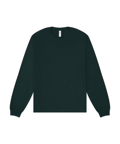 Tryck din logga på T-shirts från Bella Canvas - Anpassa Unisex Heavy Boxy Long Sleeve Tee i färgen Mörkgrön för företag, föreningar och privatpersoner