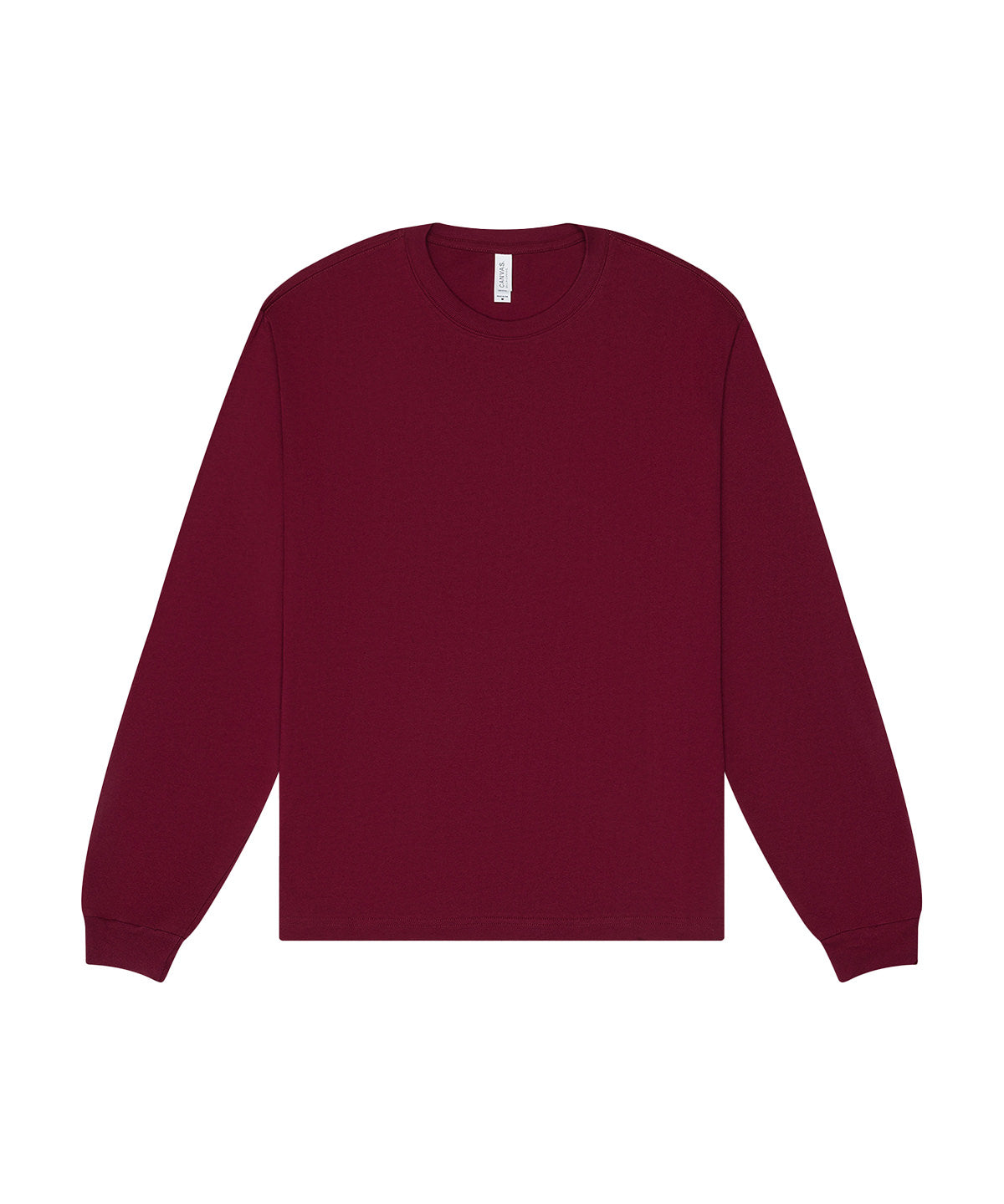 Tryck din logga på T-shirts från Bella Canvas - Anpassa Unisex Heavy Boxy Long Sleeve Tee i färgen Mörkröd för företag, föreningar och privatpersoner