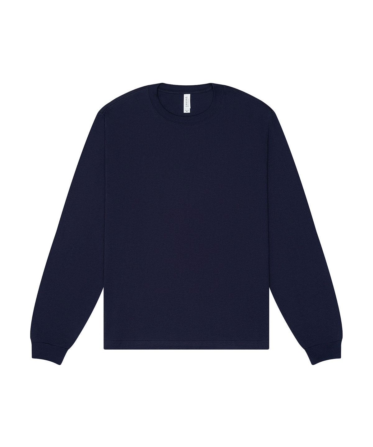 Tryck din logga på T-shirts från Bella Canvas - Anpassa Unisex Heavy Boxy Long Sleeve Tee i färgen Marinblå för företag, föreningar och privatpersoner