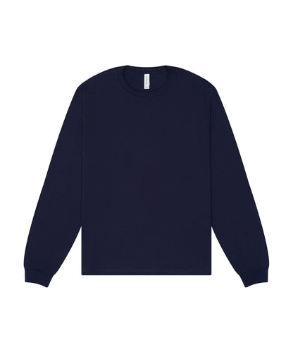 Tryck din logga på T-shirts från Bella Canvas - Anpassa Unisex Heavy Boxy Long Sleeve Tee i färgen Marinblå för företag, föreningar och privatpersoner
