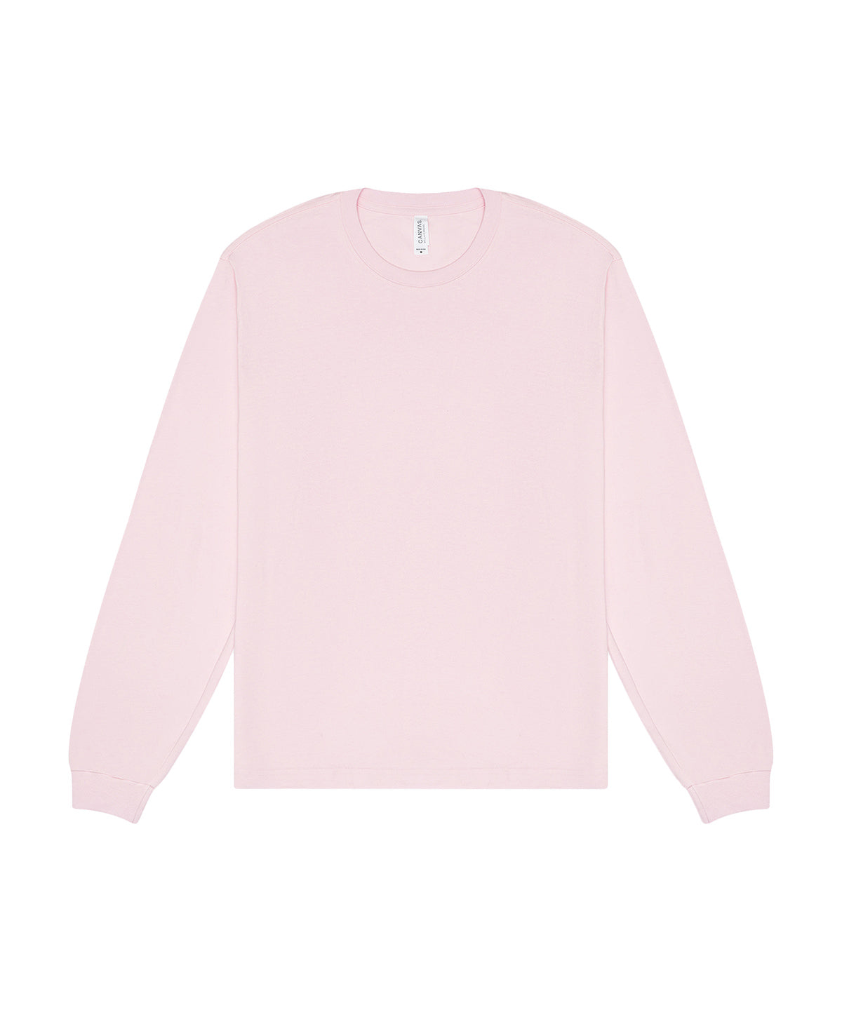 Tryck din logga på T-shirts från Bella Canvas - Anpassa Unisex Heavy Boxy Long Sleeve Tee i färgen Ljusrosa för företag, föreningar och privatpersoner