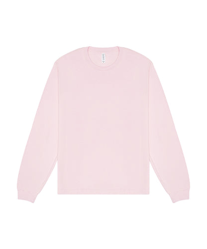Tryck din logga på T-shirts från Bella Canvas - Anpassa Unisex Heavy Boxy Long Sleeve Tee i färgen Ljusrosa för företag, föreningar och privatpersoner