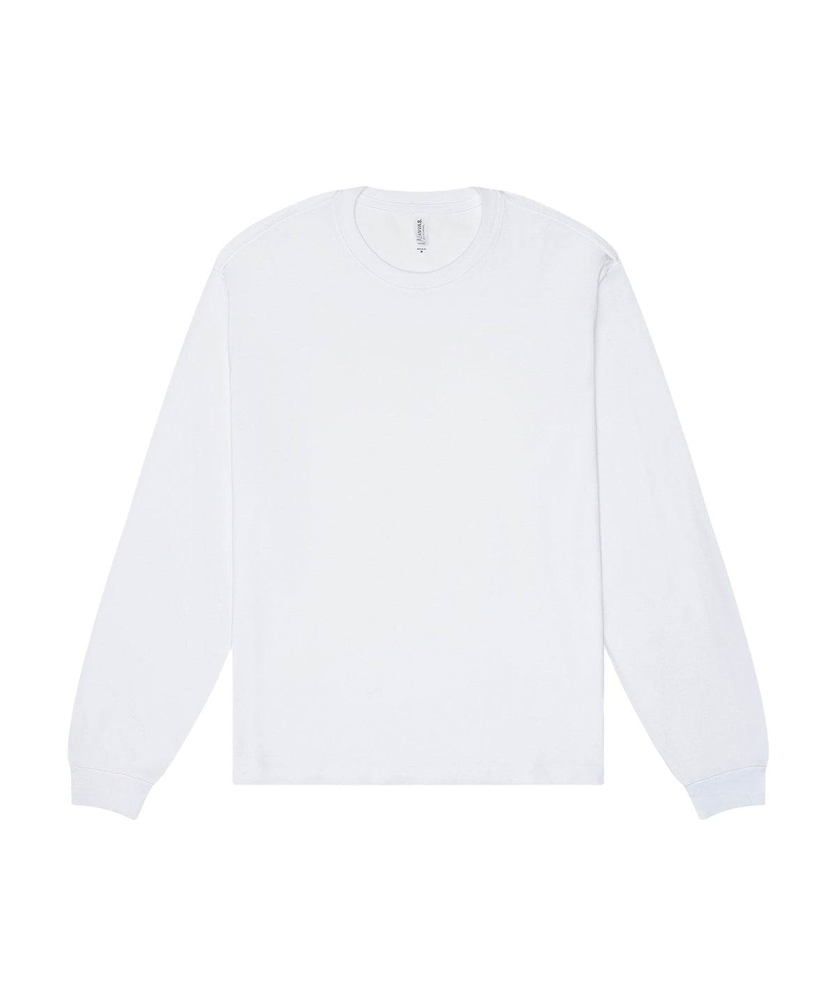 Tryck din logga på T-shirts från Bella Canvas - Anpassa Unisex Heavy Boxy Long Sleeve Tee i färgen Vit för företag, föreningar och privatpersoner