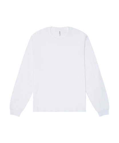 Tryck din logga på T-shirts från Bella Canvas - Anpassa Unisex Heavy Boxy Long Sleeve Tee i färgen Vit för företag, föreningar och privatpersoner