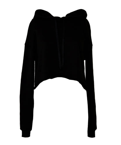 Tryck din logga på Hoodies från Bella Canvas - Anpassa Bella Canvas - Croppad Fleece Dam Hoodie i färgen Svart för företag, föreningar och privatpersoner
