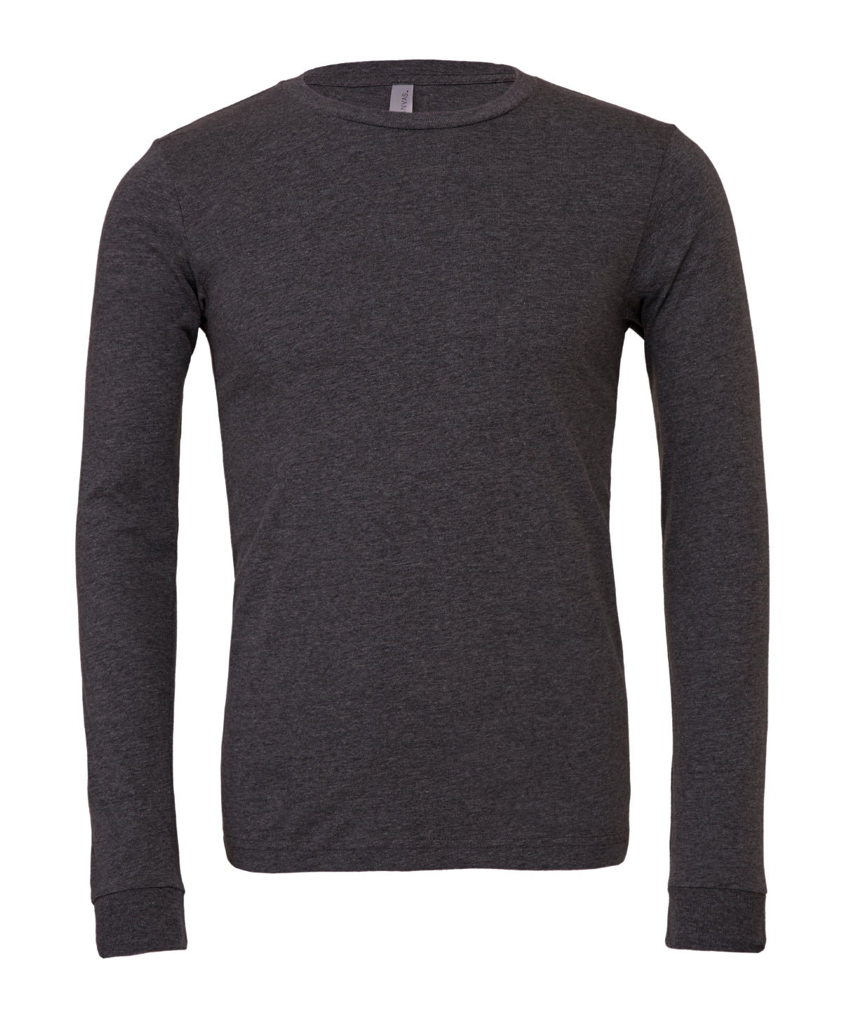 Tryck din logga på T-shirts från Bella Canvas - Anpassa Unisex Heather Long Sleeve CVC T-Shirt i färgen Mörkgrå för företag, föreningar och privatpersoner