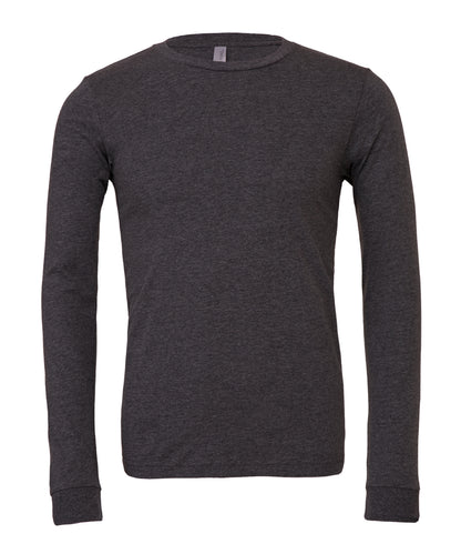 Tryck din logga på T-shirts från Bella Canvas - Anpassa Unisex Heather Long Sleeve CVC T-Shirt i färgen Mörkgrå för företag, föreningar och privatpersoner