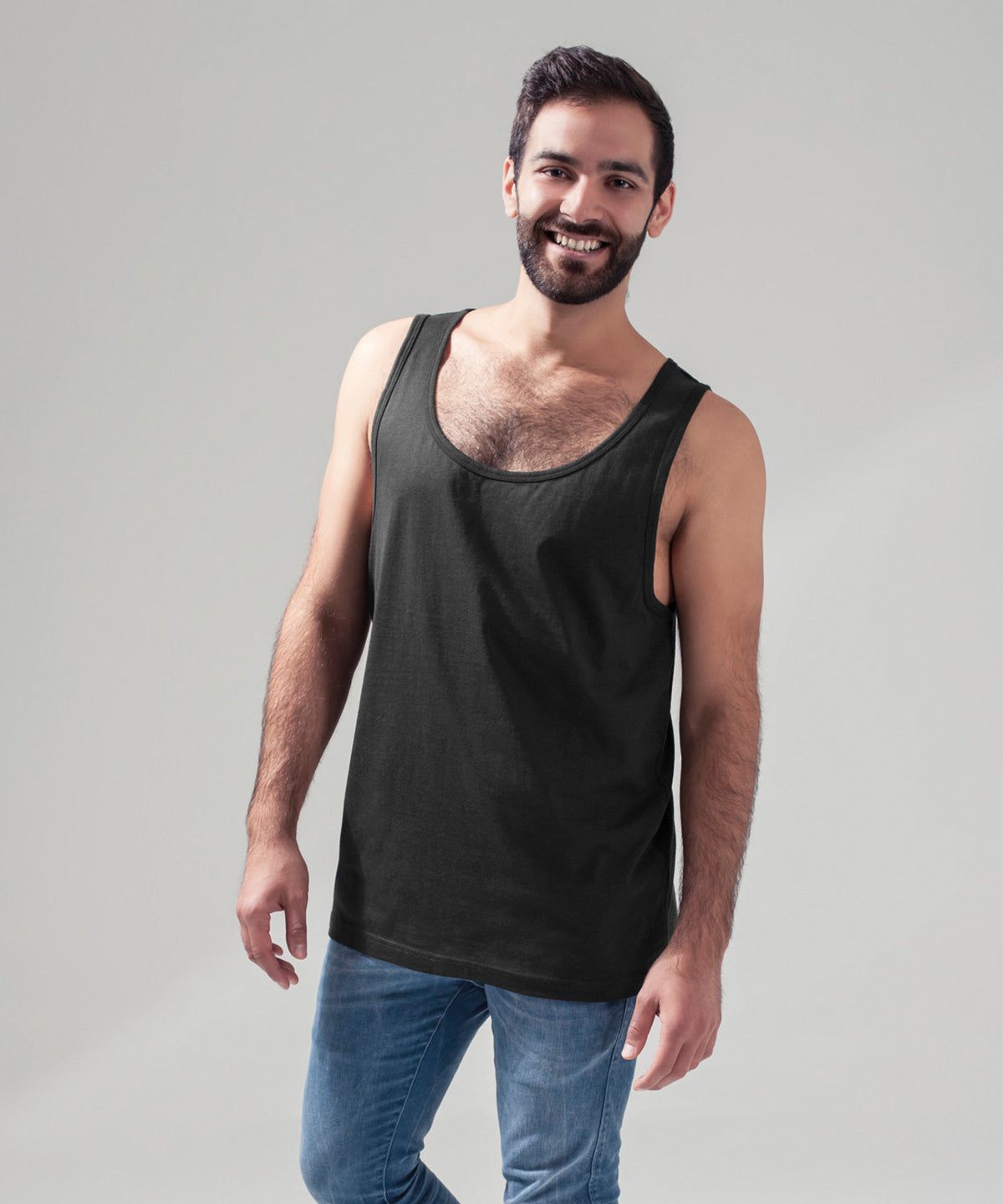 Tryck din logga på Linnen från Build Your Brand - Anpassa Jersey stor tank i färgen för företag, föreningar och privatpersoner