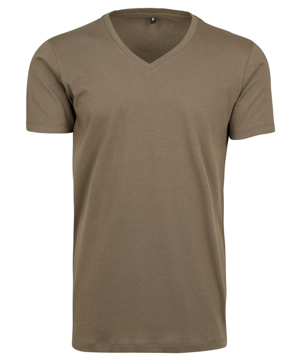 Tryck din logga på T-shirts från Build Your Brand - Anpassa Light V-Neck T-Shirt- Herr i färgen Oliv för företag, föreningar och privatpersoner