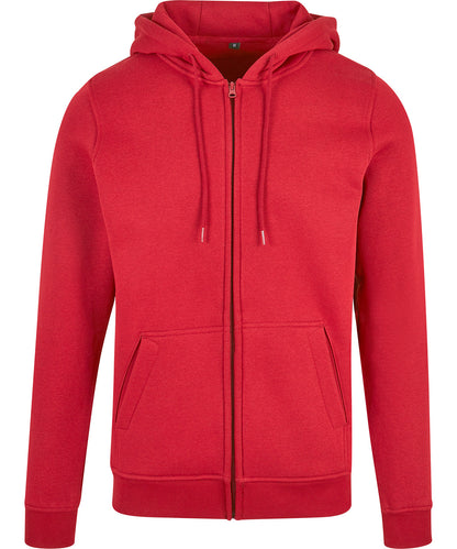 Tryck din logga på Hoodies från Build Your Brand - Anpassa Build Your Brand - Kraftig Hoodie med Dragkedja i färgen Mellan röd för företag, föreningar och privatpersoner