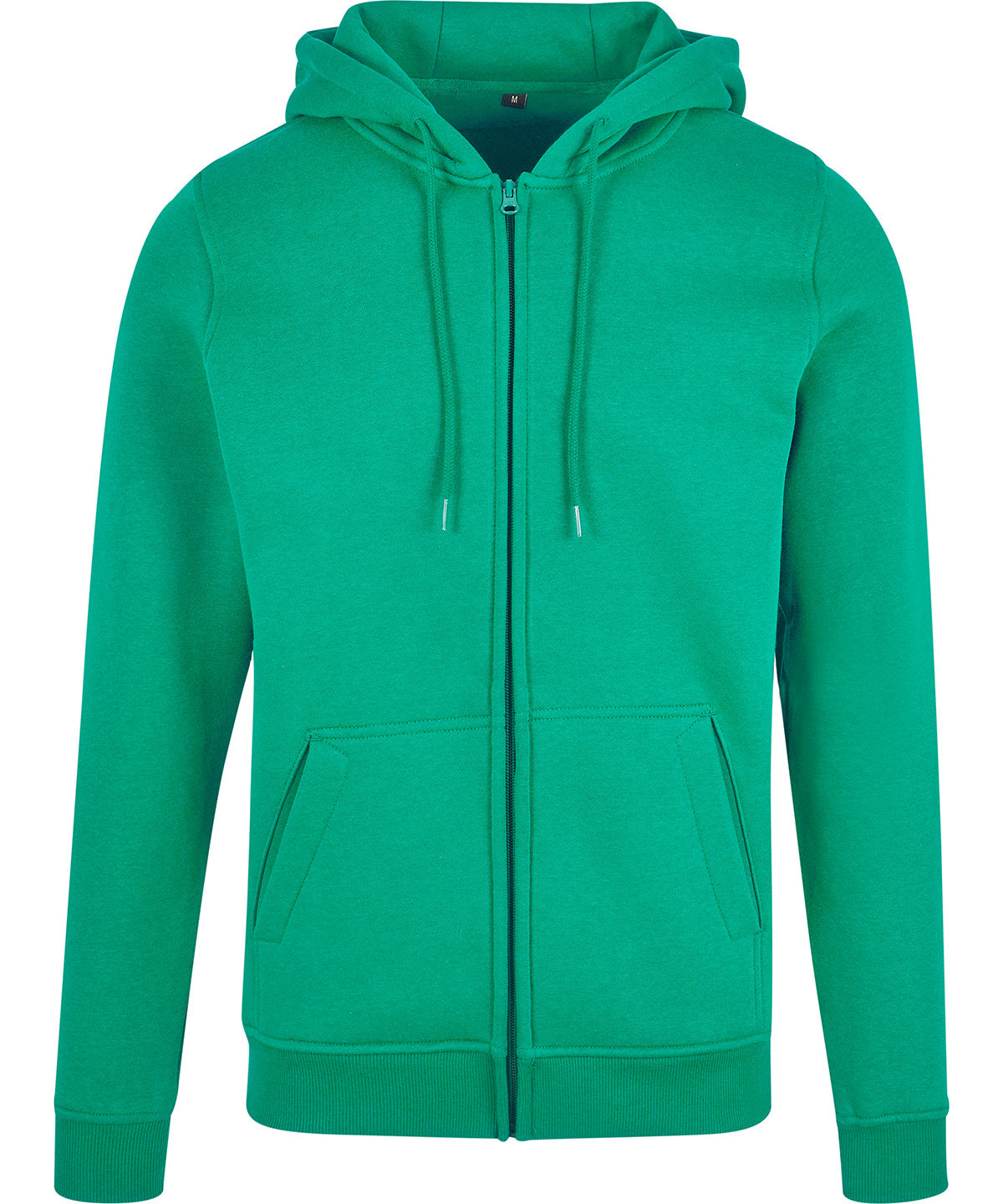 Tryck din logga på Hoodies från Build Your Brand - Anpassa Build Your Brand - Kraftig Hoodie med Dragkedja i färgen Mellan grön för företag, föreningar och privatpersoner