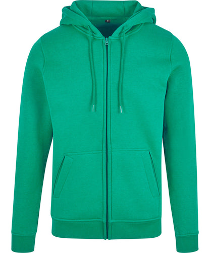 Tryck din logga på Hoodies från Build Your Brand - Anpassa Build Your Brand - Kraftig Hoodie med Dragkedja i färgen Mellan grön för företag, föreningar och privatpersoner