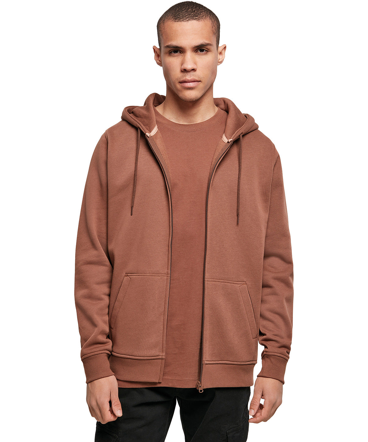 Tryck din logga på Hoodies från Build Your Brand - Anpassa Build Your Brand - Kraftig Hoodie med Dragkedja i färgen för företag, föreningar och privatpersoner