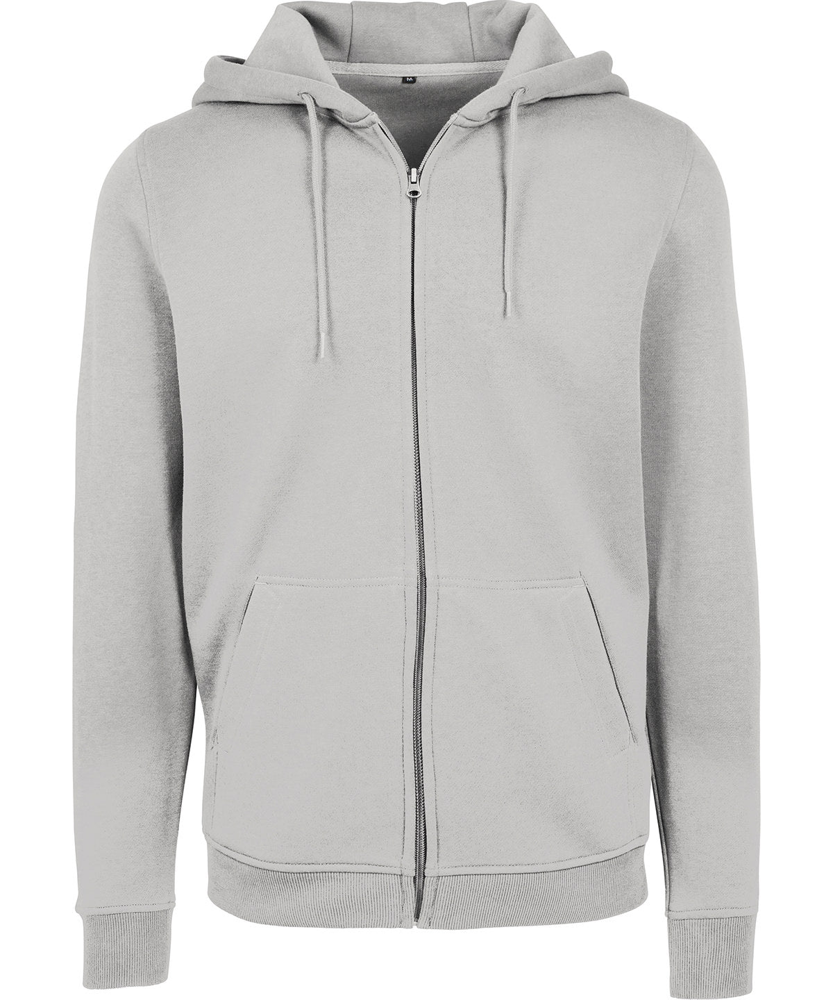 Tryck din logga på Hoodies från Build Your Brand - Anpassa Build Your Brand - Kraftig Hoodie med Dragkedja i färgen Ljusgrå för företag, föreningar och privatpersoner