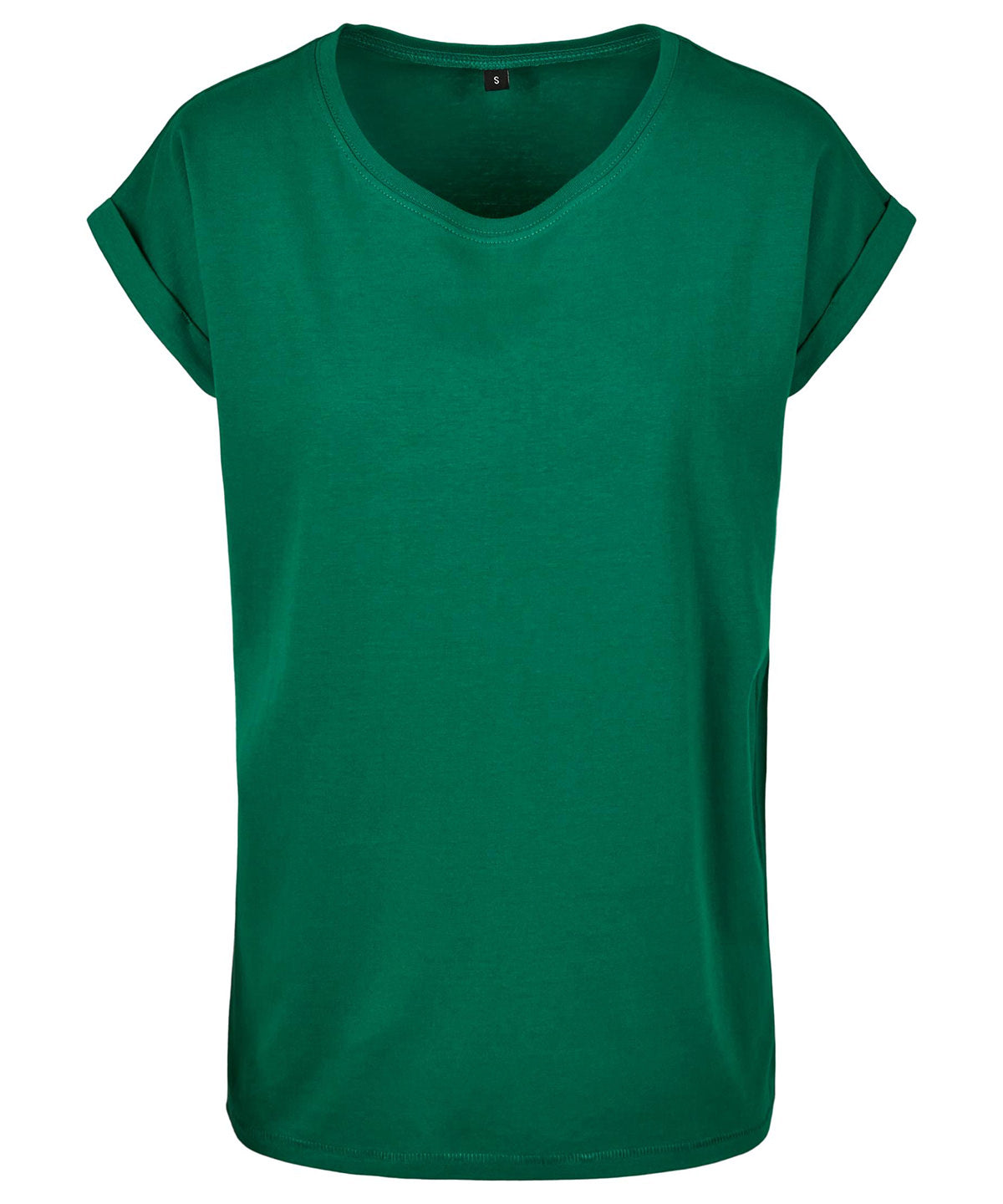 Tryck din logga på T-shirts från Build Your Brand - Anpassa Extended Shoulder Tee - Dam i färgen Mellan grön för företag, föreningar och privatpersoner