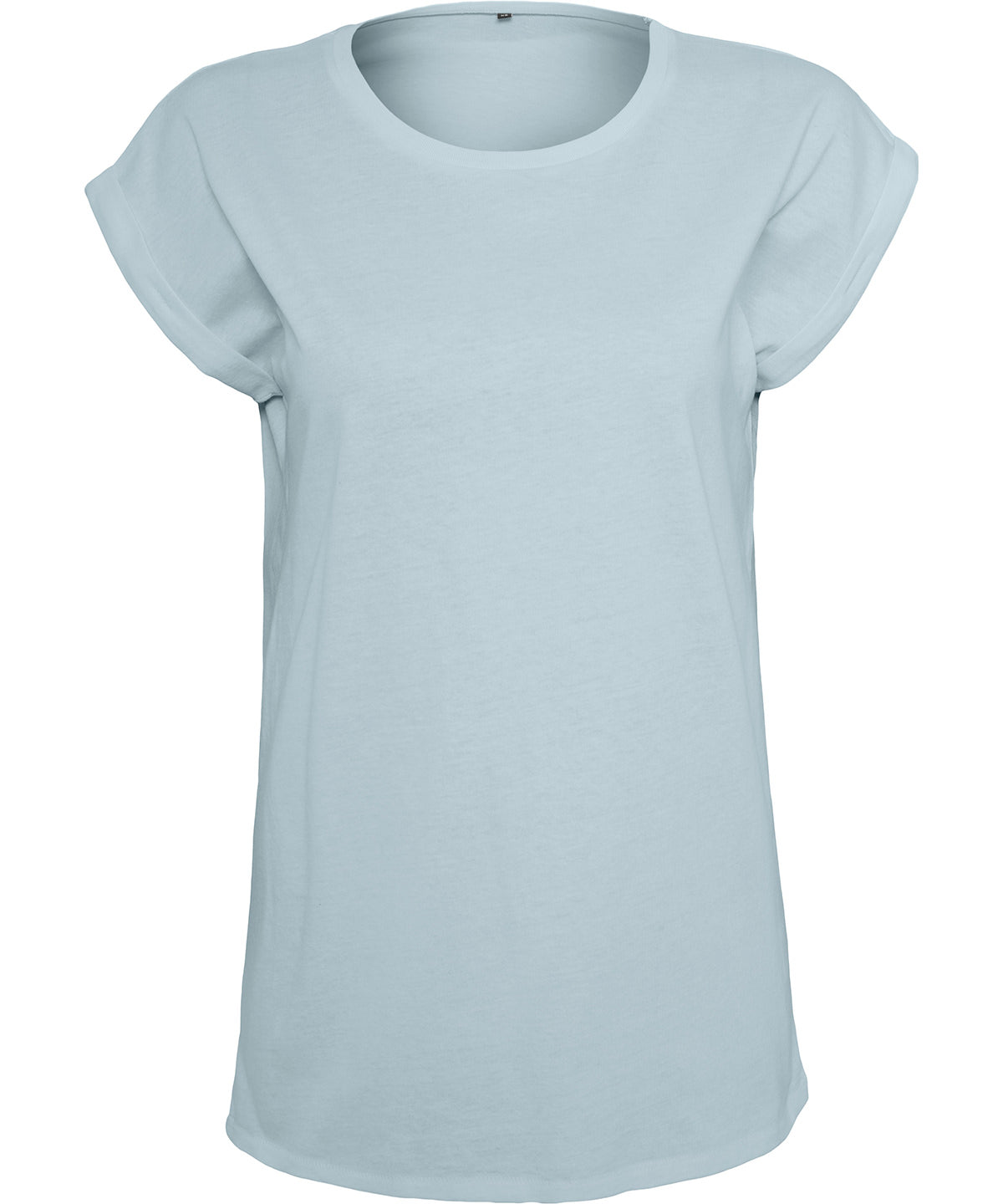 Tryck din logga på T-shirts från Build Your Brand - Anpassa Extended Shoulder Tee - Dam i färgen Mellanblå för företag, föreningar och privatpersoner