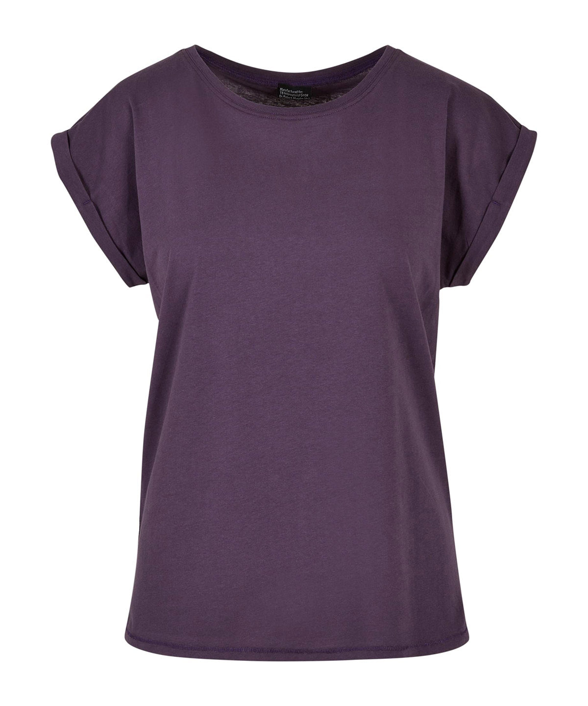 Tryck din logga på T-shirts från Build Your Brand - Anpassa Extended Shoulder Tee - Dam i färgen Mörk lila för företag, föreningar och privatpersoner