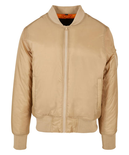 Tryck din logga på Jackor från Build Your Brand - Anpassa Bomberjacka i färgen Beige för företag, föreningar och privatpersoner