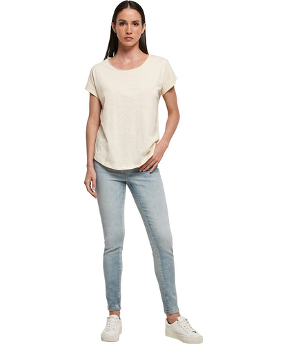 Tryck din logga på T-shirts från Build Your Brand - Anpassa Long Slub Tee - Dam i färgen för företag, föreningar och privatpersoner