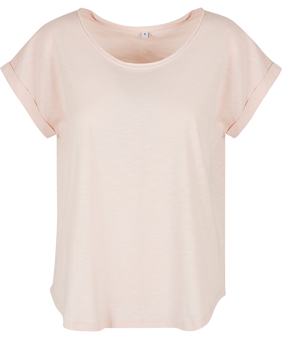 Tryck din logga på T-shirts från Build Your Brand - Anpassa Long Slub Tee - Dam i färgen Ljusrosa för företag, föreningar och privatpersoner
