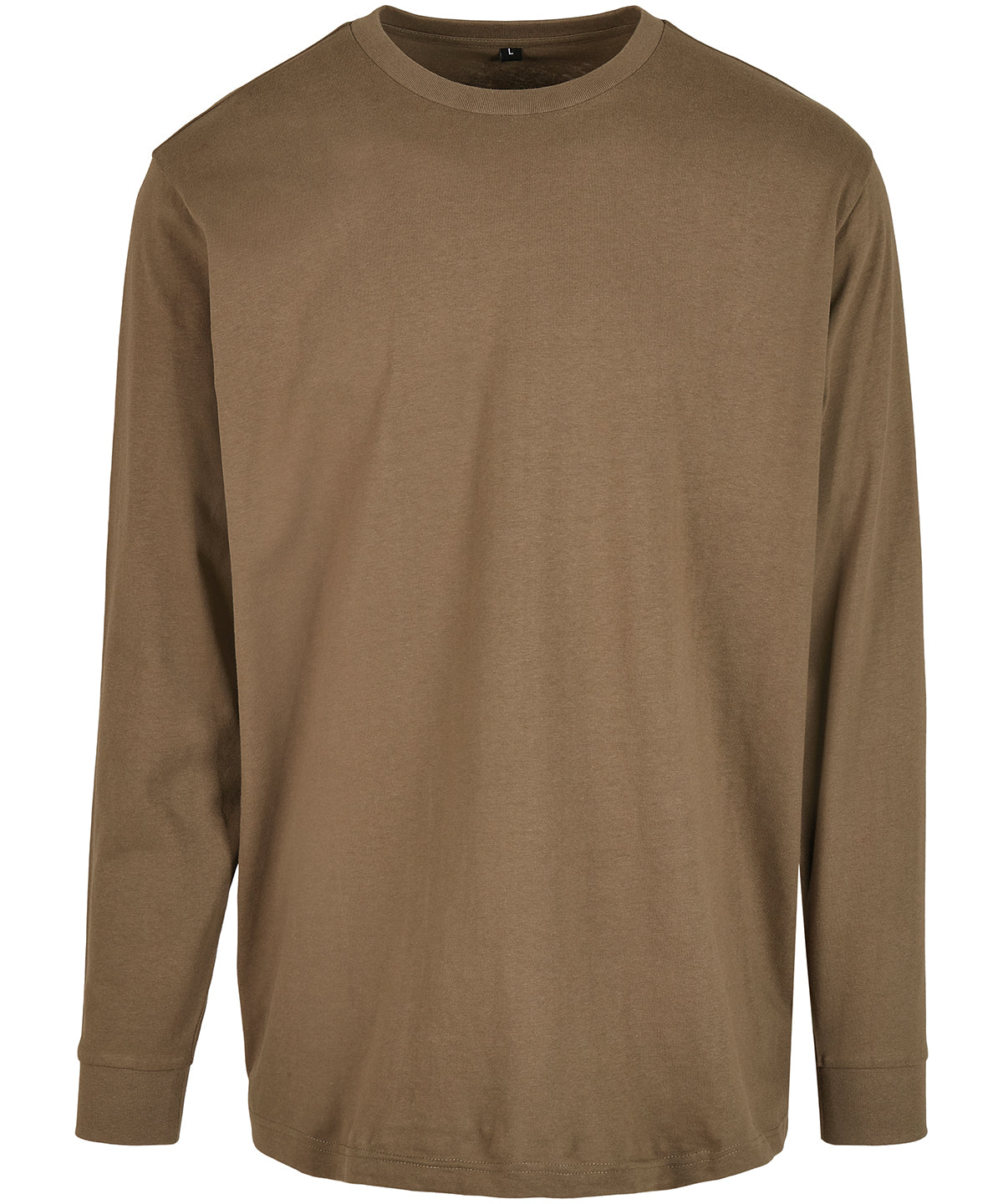 Tryck din logga på Sweatshirts från Build Your Brand - Anpassa Build Your Brand - Långärmad Tröja med Ribbad Manschett i färgen Oliv för företag, föreningar och privatpersoner