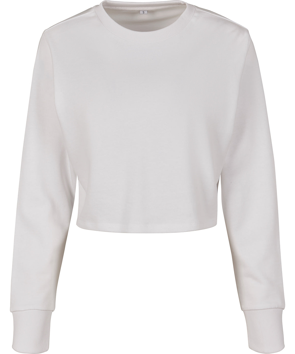 Tryck din logga på Sweatshirts från Build Your Brand - Anpassa Build Your Brand - Dam Frotté Cropped Crew i färgen Vit för företag, föreningar och privatpersoner