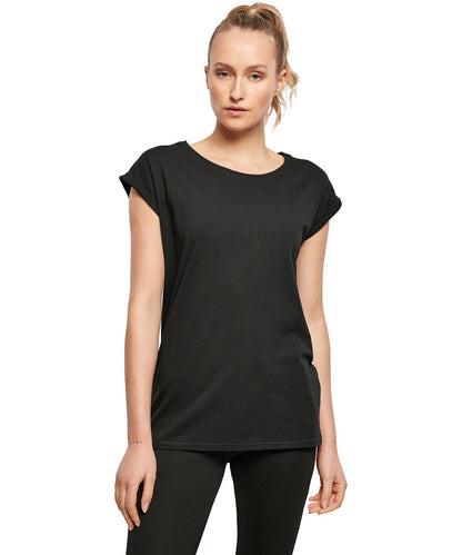Tryck din logga på från Impala Print Shop - Anpassa BUILD YOUR BRAND Women's organic extended shoulder tee BY138 i färgen för företag, föreningar och privatpersoner