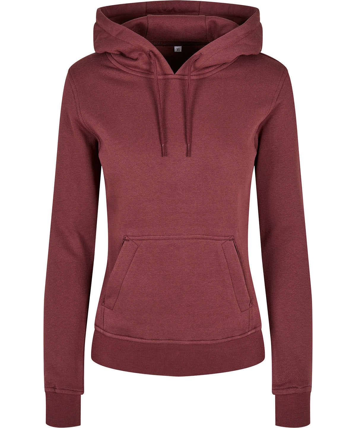 Tryck din logga på Hoodies från Build Your Brand - Anpassa Build Your Brand - Ekologisk Dam Hoodie i färgen Mörkröd för företag, föreningar och privatpersoner