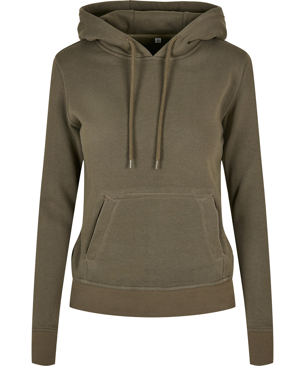 Tryck din logga på Hoodies från Build Your Brand - Anpassa Build Your Brand - Ekologisk Dam Hoodie i färgen Oliv för företag, föreningar och privatpersoner
