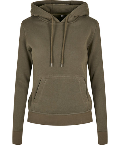 Tryck din logga på Hoodies från Build Your Brand - Anpassa Build Your Brand - Ekologisk Dam Hoodie i färgen Oliv för företag, föreningar och privatpersoner