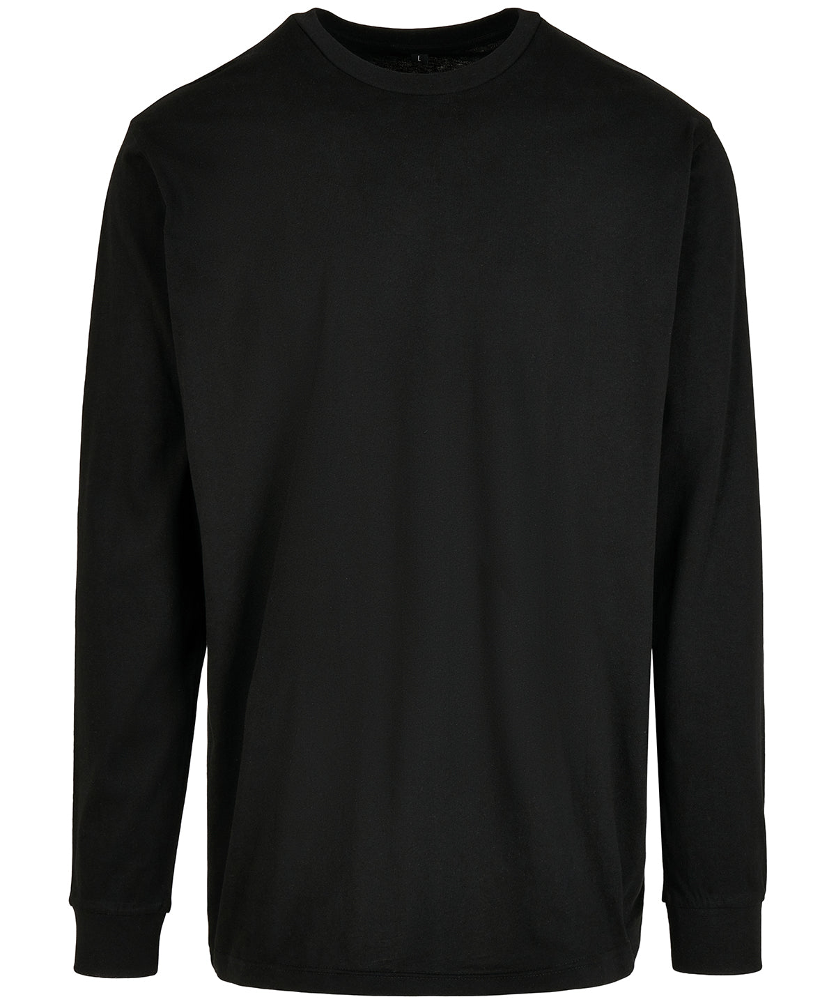 Tryck din logga på Sweatshirts från Build Your Brand - Anpassa Build Your Brand - Ekologisk Långärmad med Ribbade Manschetter i färgen Svart för företag, föreningar och privatpersoner