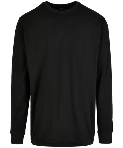 Tryck din logga på Sweatshirts från Build Your Brand - Anpassa Build Your Brand - Ekologisk Långärmad med Ribbade Manschetter i färgen Svart för företag, föreningar och privatpersoner