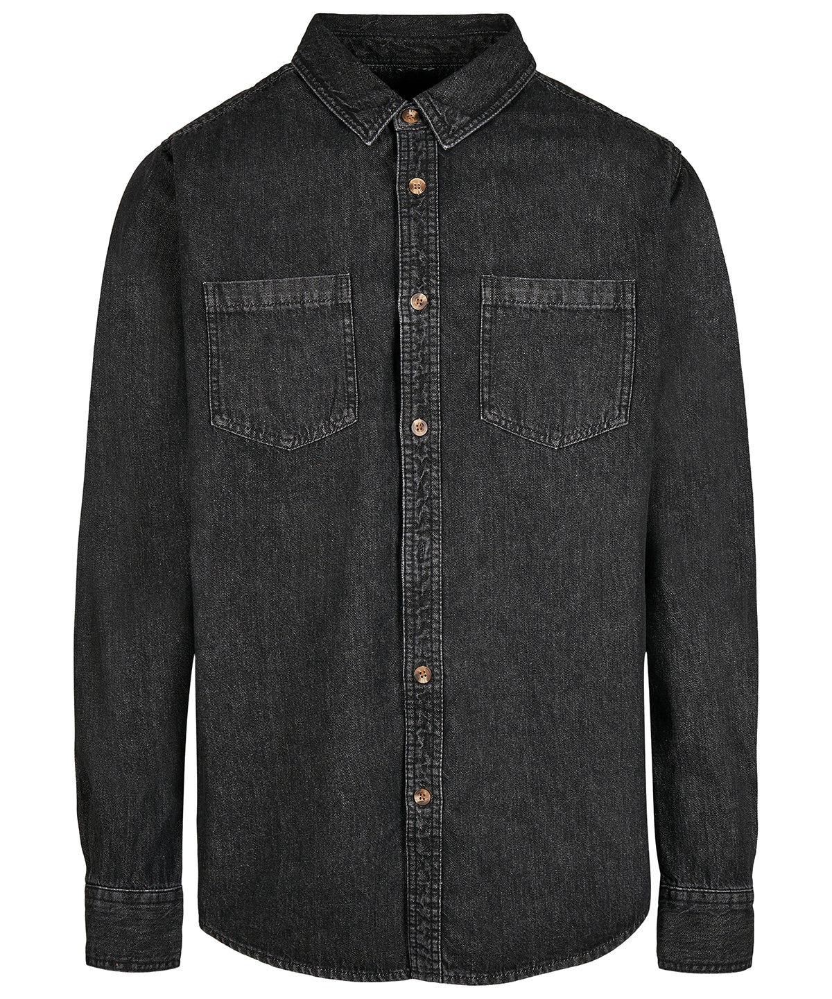 Tryck din logga på Skjortor från Build Your Brand - Anpassa Skjorta i denim i färgen Svart för företag, föreningar och privatpersoner