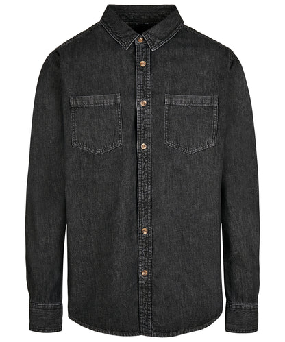 Tryck din logga på Skjortor från Build Your Brand - Anpassa Skjorta i denim i färgen Svart för företag, föreningar och privatpersoner