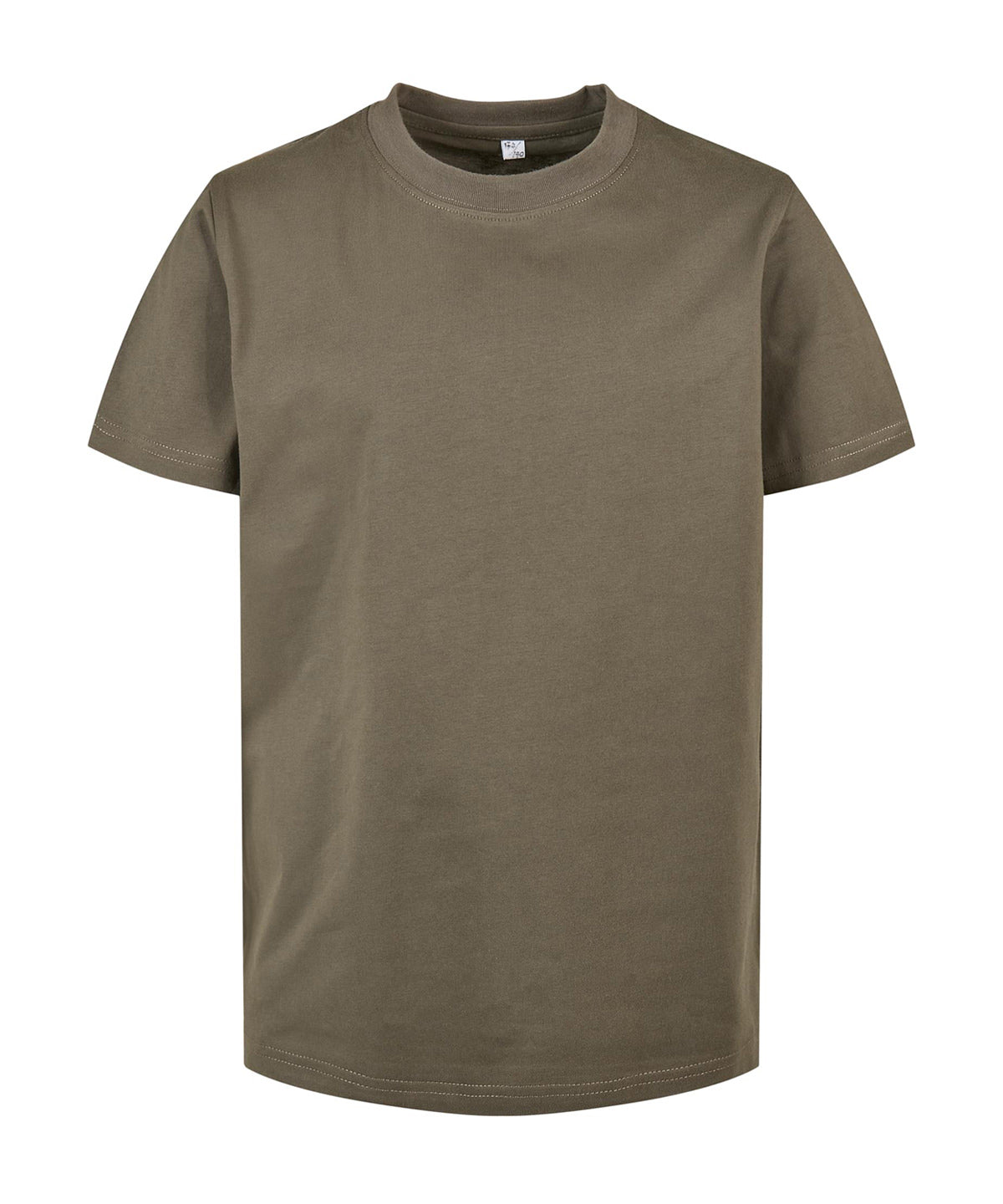 Tryck din logga på T-shirts från Build Your Brand - Anpassa BasicTee 2.0 - Barn i färgen Oliv för företag, föreningar och privatpersoner