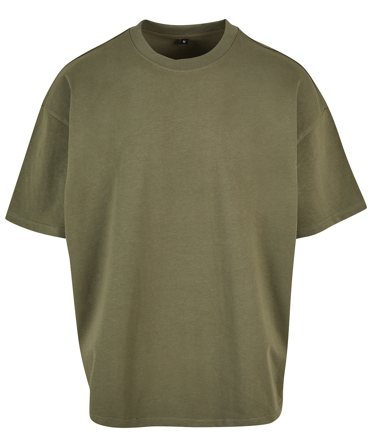 Tryck din logga på T-shirts från Build Your Brand - Anpassa Ultra Heavy Cotton Box Tee i färgen Oliv för företag, föreningar och privatpersoner