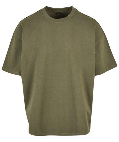 Tryck din logga på T-shirts från Build Your Brand - Anpassa Ultra Heavy Cotton Box Tee i färgen Oliv för företag, föreningar och privatpersoner