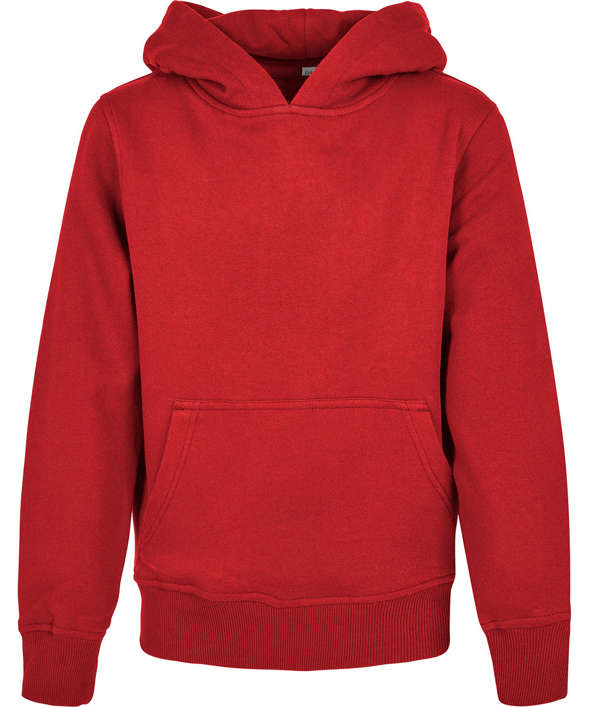 Tryck din logga på Hoodies från Build Your Brand - Anpassa Build Your Brand - Ekologisk Hoodie Bas för Barn i färgen Mellan röd för företag, föreningar och privatpersoner