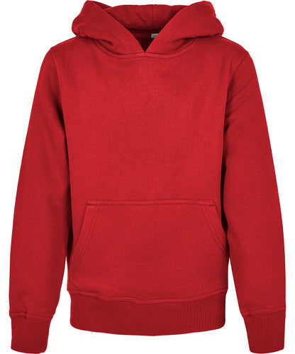 Tryck din logga på Hoodies från Build Your Brand - Anpassa Build Your Brand - Ekologisk Hoodie Bas för Barn i färgen Mellan röd för företag, föreningar och privatpersoner