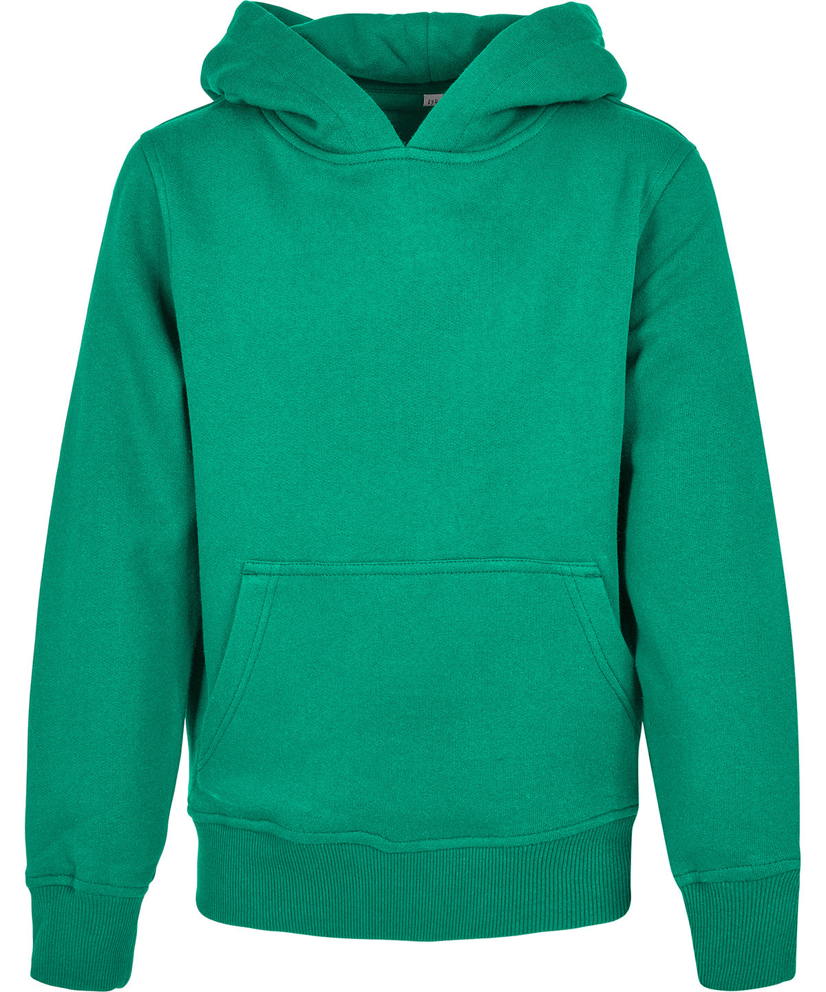 Tryck din logga på Hoodies från Build Your Brand - Anpassa Build Your Brand - Ekologisk Hoodie Bas för Barn i färgen Mellan grön för företag, föreningar och privatpersoner