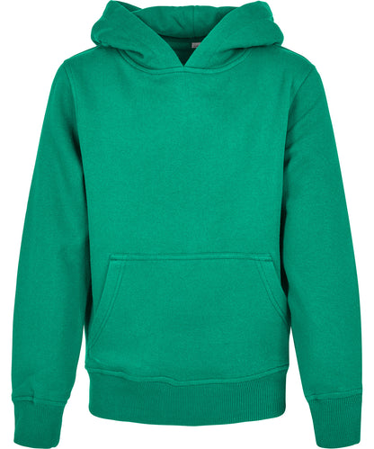 Tryck din logga på Hoodies från Build Your Brand - Anpassa Build Your Brand - Ekologisk Hoodie Bas för Barn i färgen Mellan grön för företag, föreningar och privatpersoner