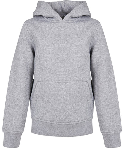 Tryck din logga på Hoodies från Build Your Brand - Anpassa Build Your Brand - Ekologisk Hoodie Bas för Barn i färgen Ljunggrå för företag, föreningar och privatpersoner
