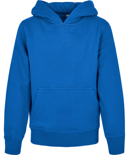 Tryck din logga på Hoodies från Build Your Brand - Anpassa Build Your Brand - Ekologisk Hoodie Bas för Barn i färgen Mellanblå för företag, föreningar och privatpersoner