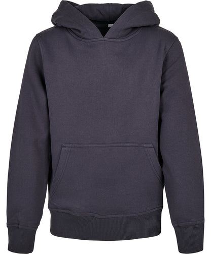 Tryck din logga på Hoodies från Build Your Brand - Anpassa Build Your Brand - Ekologisk Hoodie Bas för Barn i färgen Marinblå för företag, föreningar och privatpersoner
