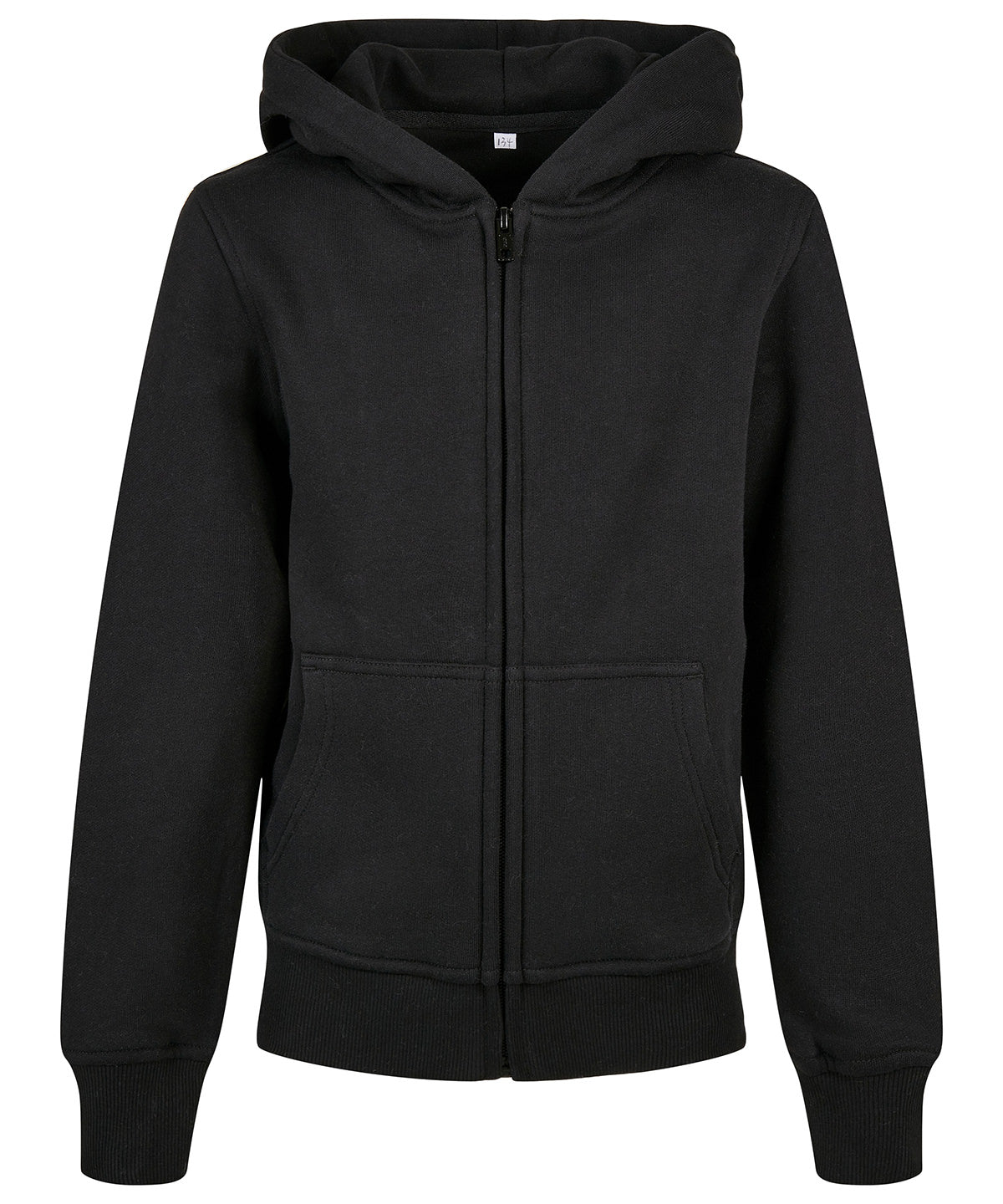 Tryck din logga på Hoodies från Build Your Brand - Anpassa Build Your Brand - Ekologisk Hoodie med Zip för Barn i färgen Svart för företag, föreningar och privatpersoner